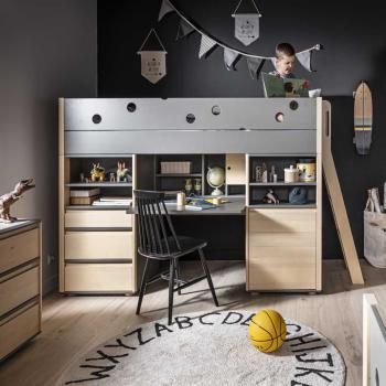 Funflex Hochbett mit Schreibtisch und Schränken